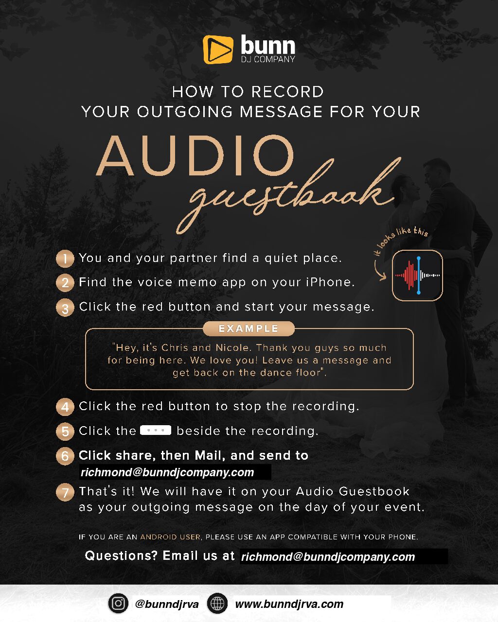 Audio Guest Book instructions