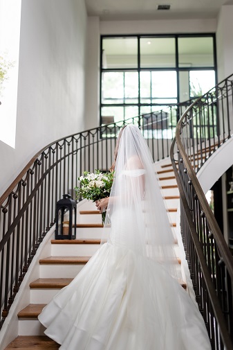 Cannon Green bride on staircase