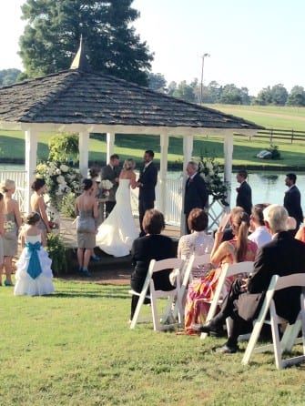 A wedding ceremony at Rose Hill Estate's picturesque gazebo.