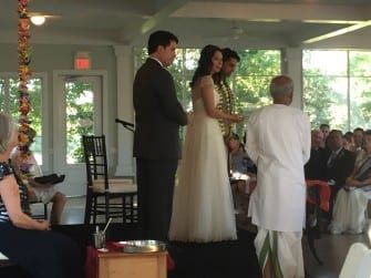 A traditional Indian wedding ceremony at Fearrington Village, complete with a lively wedding DJ to entertain the bride and groom.