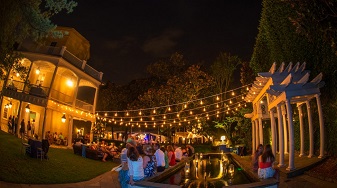 William Aiken House outside wedding lights