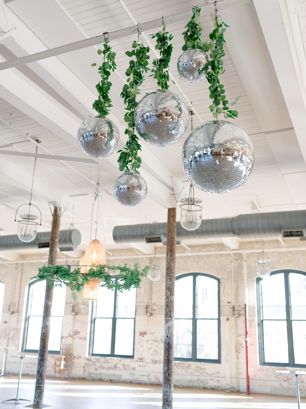 disco balls chandelier banquet hall