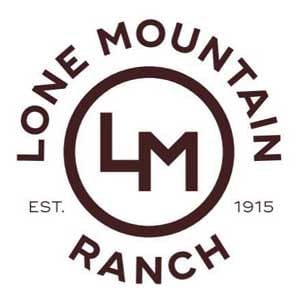 Lone Mountain Ranch logo with the initials "LM" in a circle, and the text "Lone Mountain Ranch Est. 1915" surrounding it.