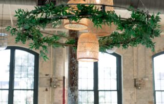 wedding hall chandelier greenery mesh